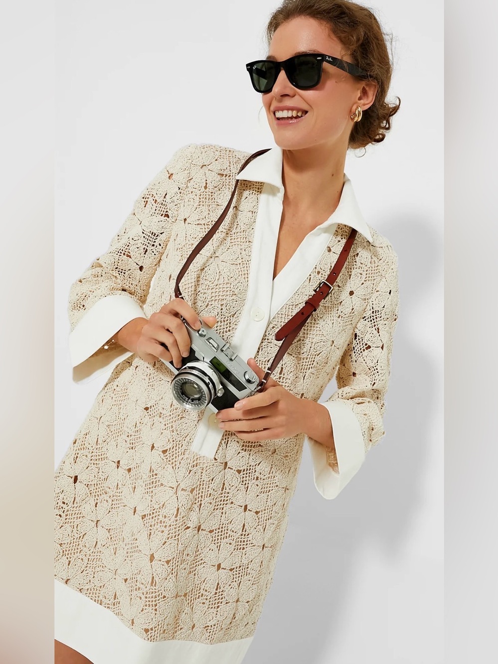 Tuckernuck Cream Crochet Shirt-Tunic Coverup - Picture 6 of 11